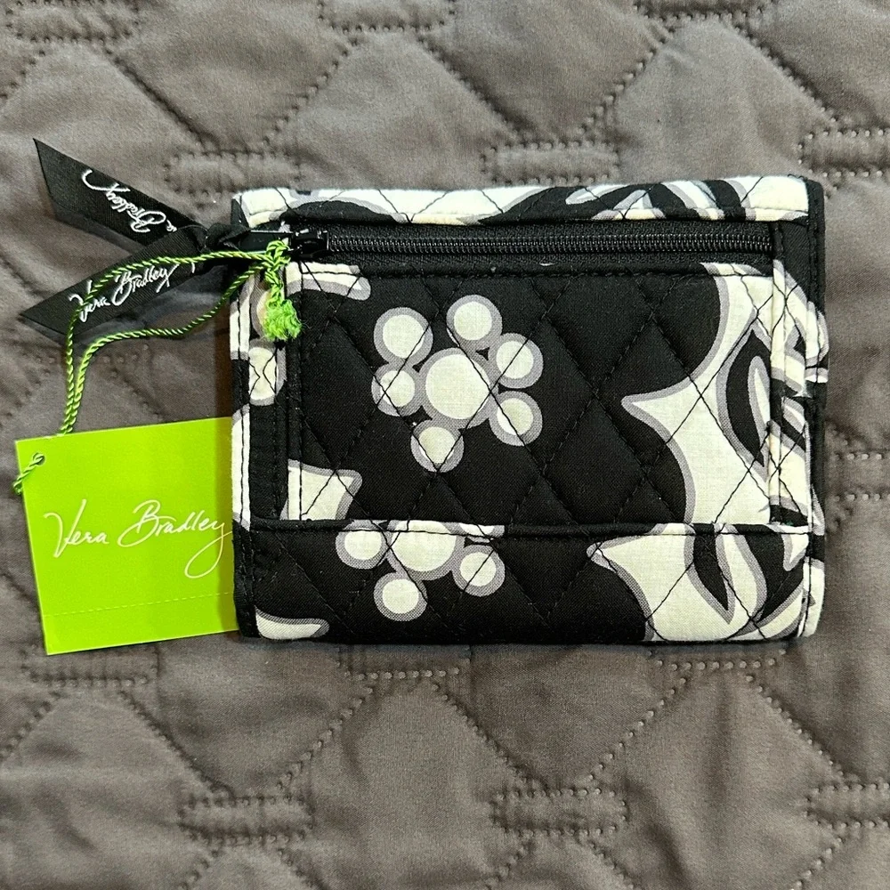 VERA BRADLEY Euro Wallet Night & Day Black White Gray
